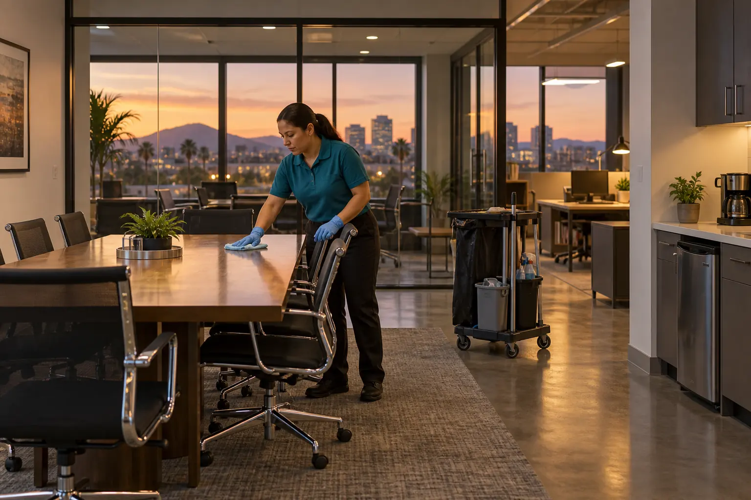 Clean modern office space for commercial janitorial cleaning in Phoenix