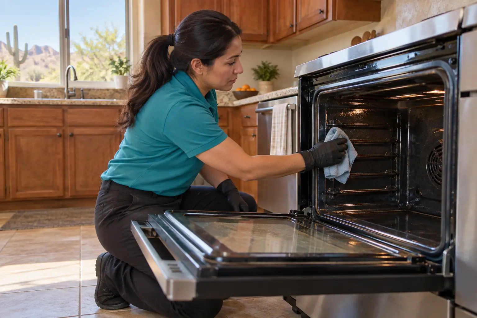 Clean oven and kitchen surfaces after oven cleaner service in Phoenix